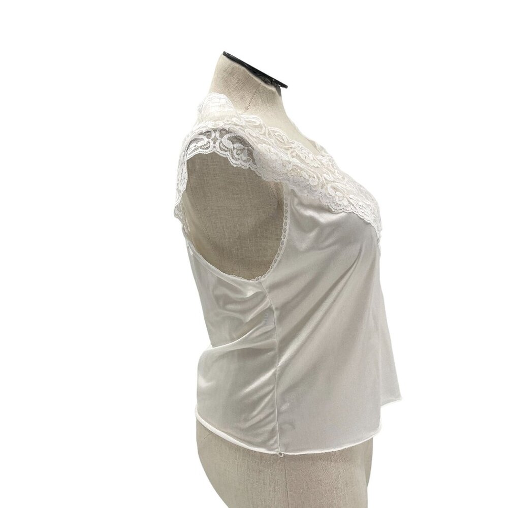 Vintage 80s 90s White Lace V-Neck Cami Slip Top Size 1X - Picture 3 of 11